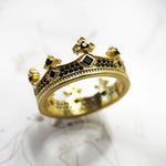 Royal Power Crown Golden Ring 925 Sterling Silver Victorian Vintage Men Women