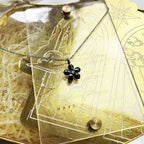 Black Petals Flower Necklace 925 Sterling Silver Romantic Fine Jewellery