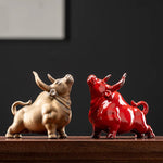 Ceramic Bull Figurines Cattle Ornaments Porcelain Animal Statue Office Desktop Decor
