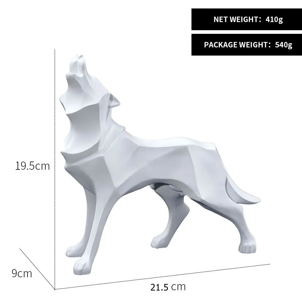 Resin Abstract Wolf Statue Geometric Animal Figurines Office Interior Decoration Nordic Home Decor