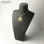 Gold Colour Sun Pendant Necklace Ethnic 925 Sterling Silver Men Women Gift