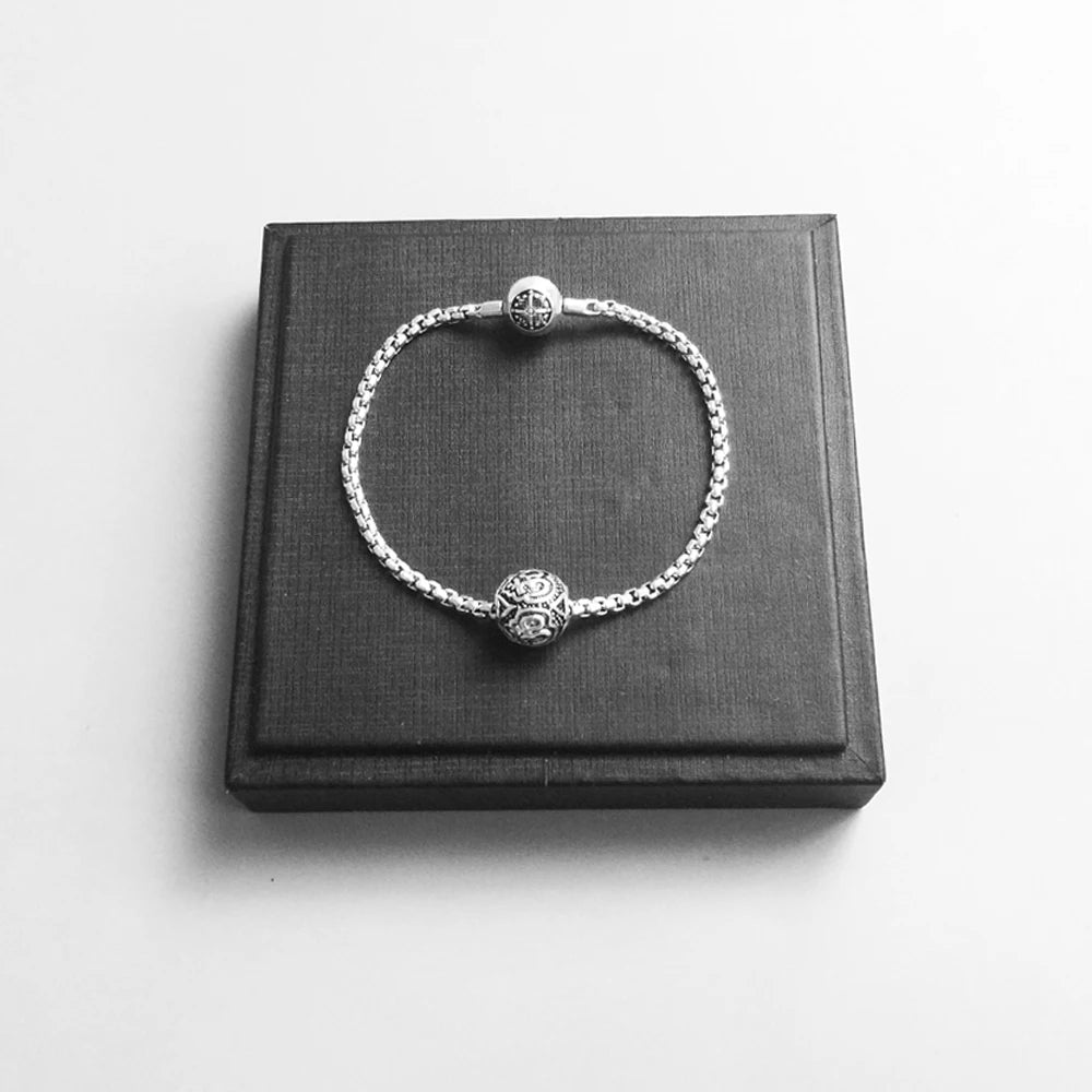 Black Link Chain Bracelet 925 Sterling Silver Fashion Jewellery Women Men