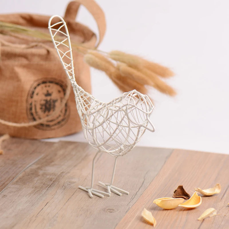 Iron Bird Figurines Nordic Abstract Statue Animal Home Decoration Accessories