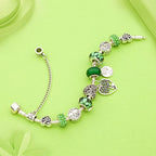 Tibetan Silver Tree of Life Charm Bracelet Green Crystal Flower Bead DIY