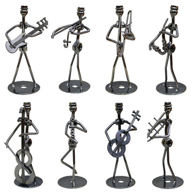 8 Styles 13cm Iron Music Band Figurine Metal Musician Model Vintage Office Decor