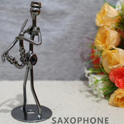 8 Styles 13cm Iron Music Band Figurine Metal Musician Model Vintage Office Decor