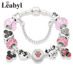 Pink Crystal Bead Charm Bracelet Colourful Enamel Handmade DIY Jewellery