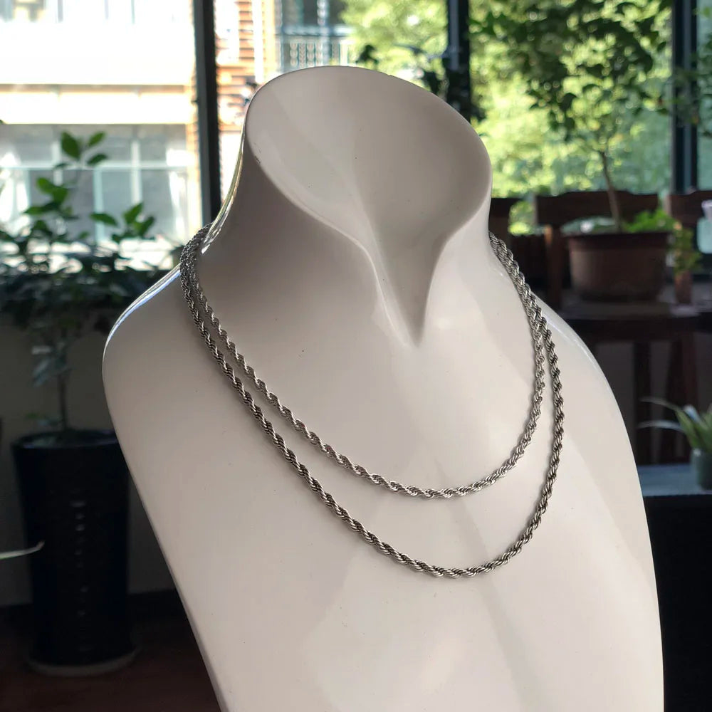 Karma Wheel Wire-Cable Chain Necklace 925 Sterling Silver Men Women Gift
