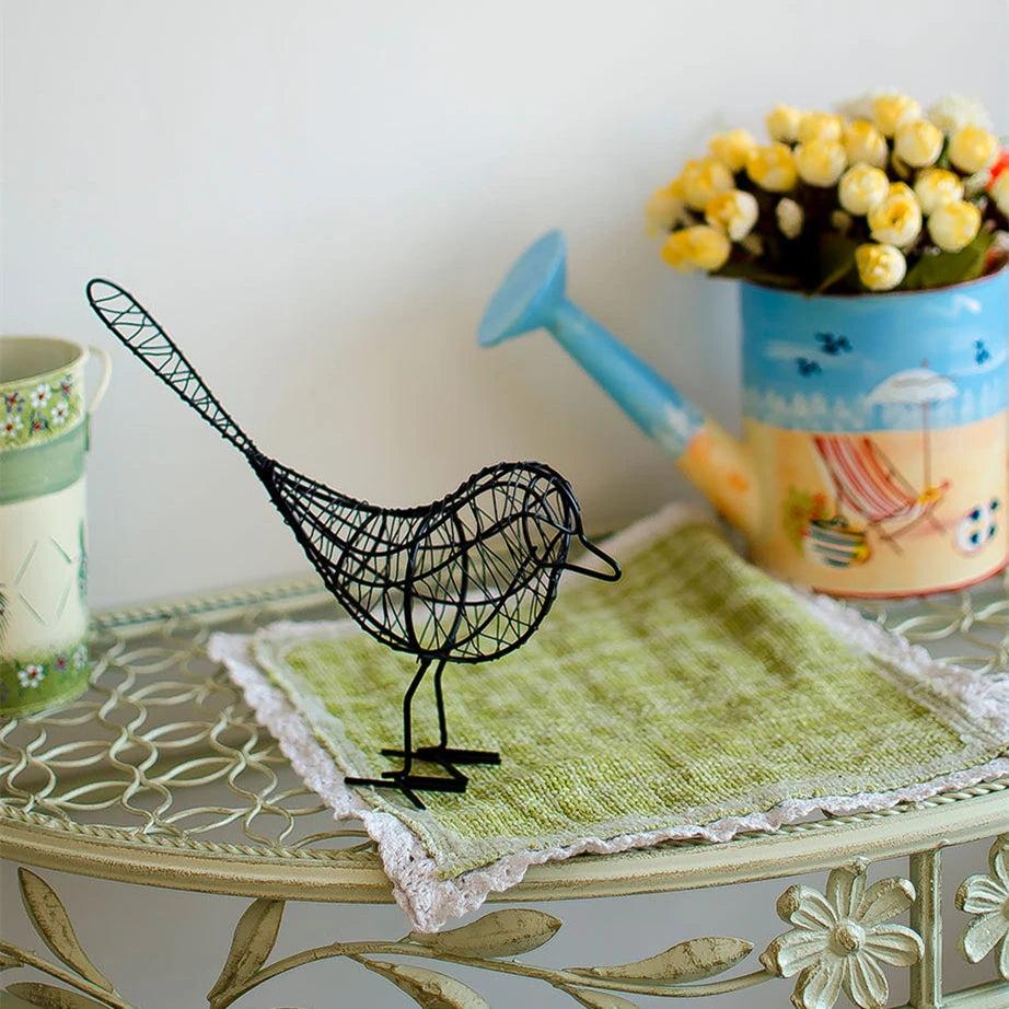 Iron Bird Figurines Nordic Abstract Statue Animal Home Decoration Accessories