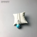 Globe Pendant Beads Necklace 925 Sterling Silver Rope Chain Jewellery Gift