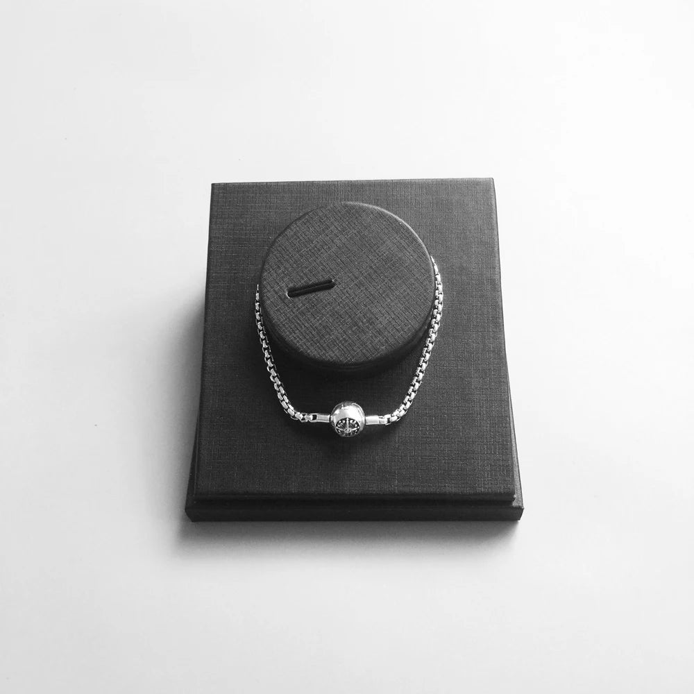 Black Link Chain Bracelet 925 Sterling Silver Fashion Jewellery Women Men