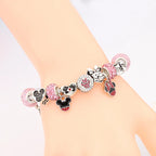 Pink Crystal Bead Charm Bracelet Colourful Enamel Handmade DIY Jewellery