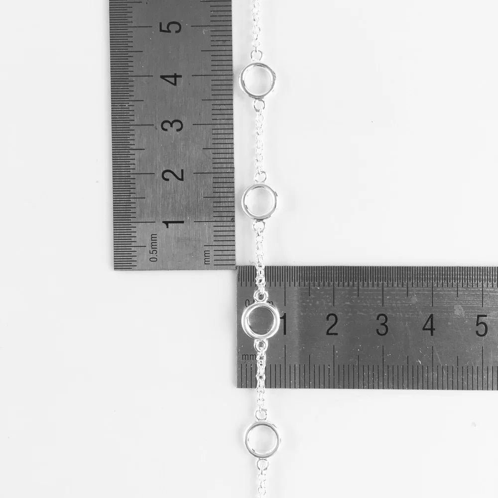 Round Eyelets Basic Charm Bracelet Link Chain 925 Sterling Silver Women