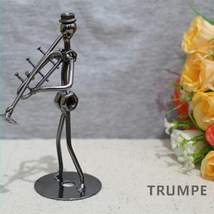 8 Styles 13cm Iron Music Band Figurine Metal Musician Model Vintage Office Decor