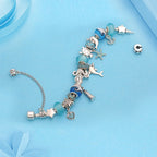 Classic Dolphin Charm Bracelet Blue Murano Crystal Glass DIY Bead Bangle