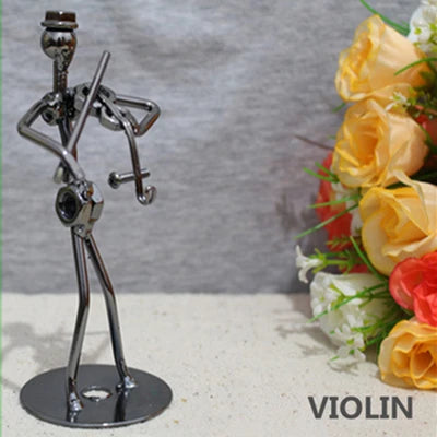 8 Styles 13cm Iron Music Band Figurine Metal Musician Model Vintage Office Decor
