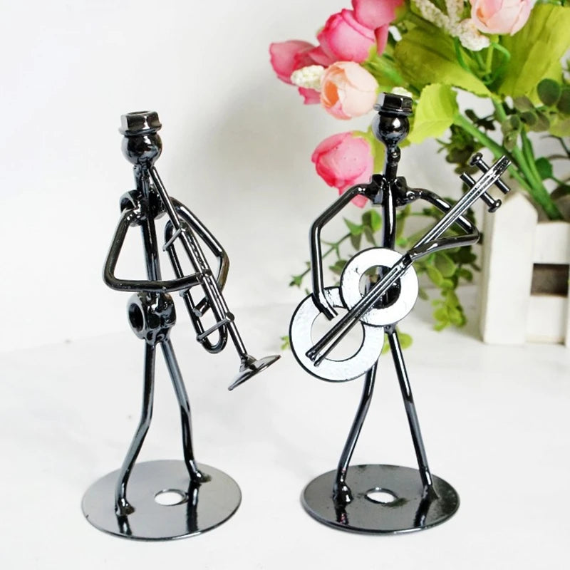 8 Styles 13cm Iron Music Band Figurine Metal Musician Model Vintage Office Decor
