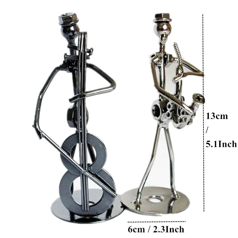 8 Styles 13cm Iron Music Band Figurine Metal Musician Model Vintage Office Decor