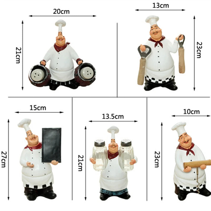 Resin Chef Function Figurines Bottle Opener Message Board Salt And Pepper Shakers