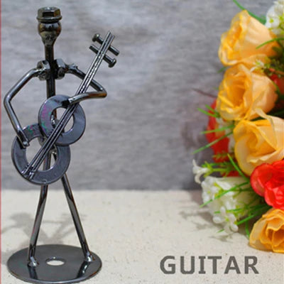 8 Styles 13cm Iron Music Band Figurine Metal Musician Model Vintage Office Decor