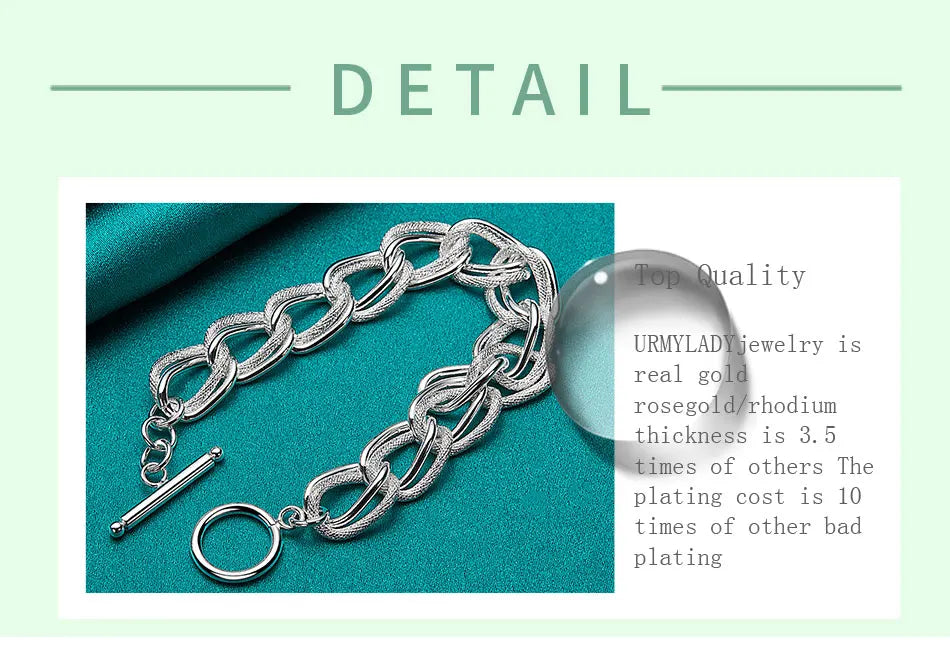 Double Twist Chain Bracelet 925 Sterling Silver Women Wedding Accessories