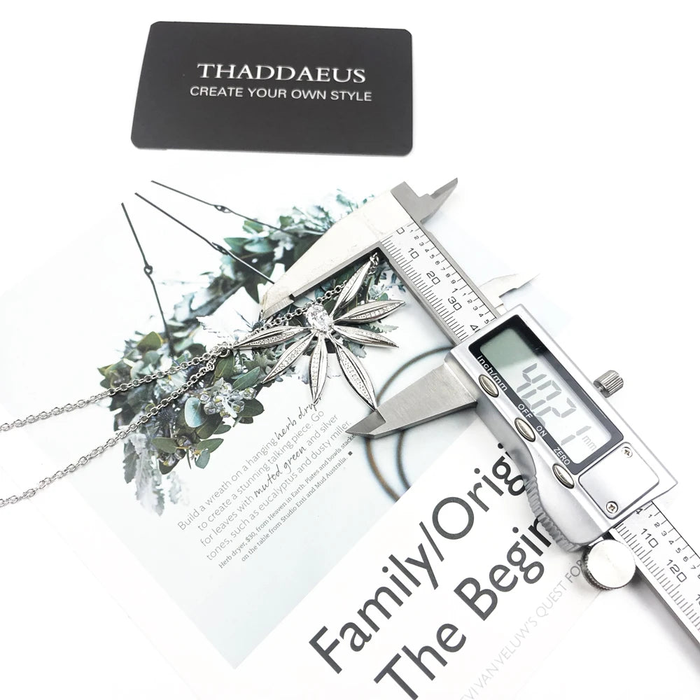Large Leaves Necklace 925 Sterling Silver Spring Fine Jewellery Women's Gift