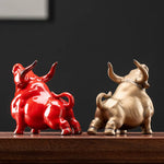 Ceramic Bull Figurines Cattle Ornaments Porcelain Animal Statue Office Desktop Decor