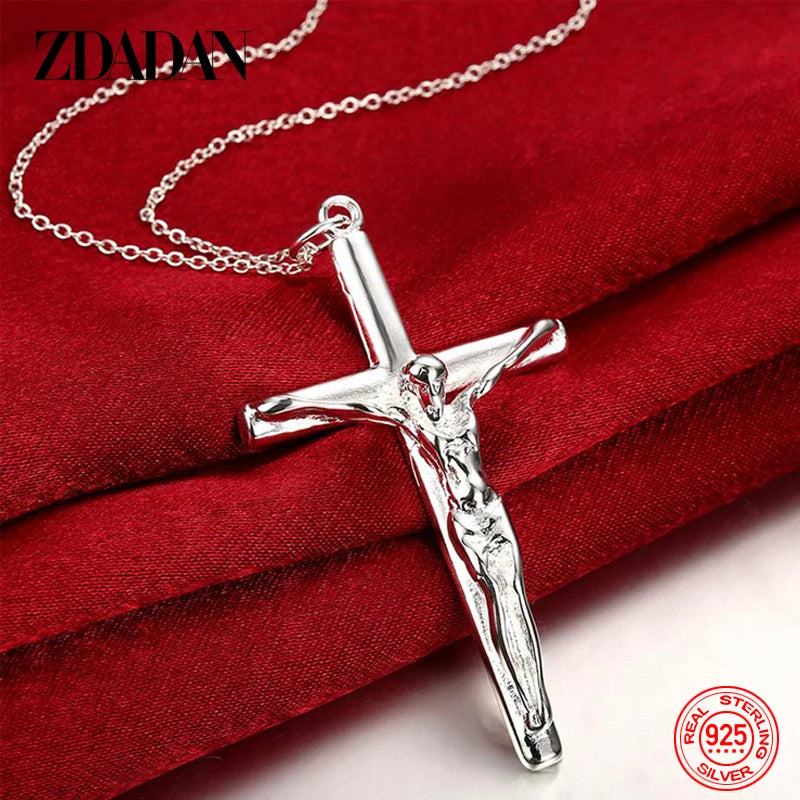 925 Sterling Silver Cross Necklace Chain for Men and Women