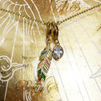 Golden Feather & Oval CZ Necklace 925 Sterling Silver Fashion Jewellery Gift