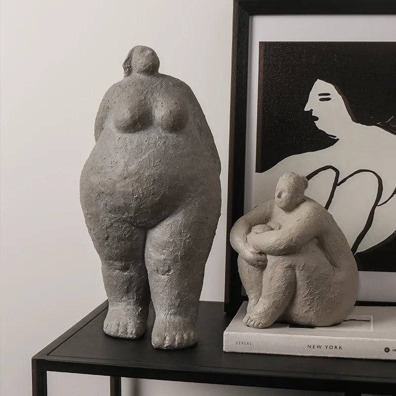 Abstract Fat Lady Statues Dreaming Yoga Women Figure Home Interior Decor Shelf