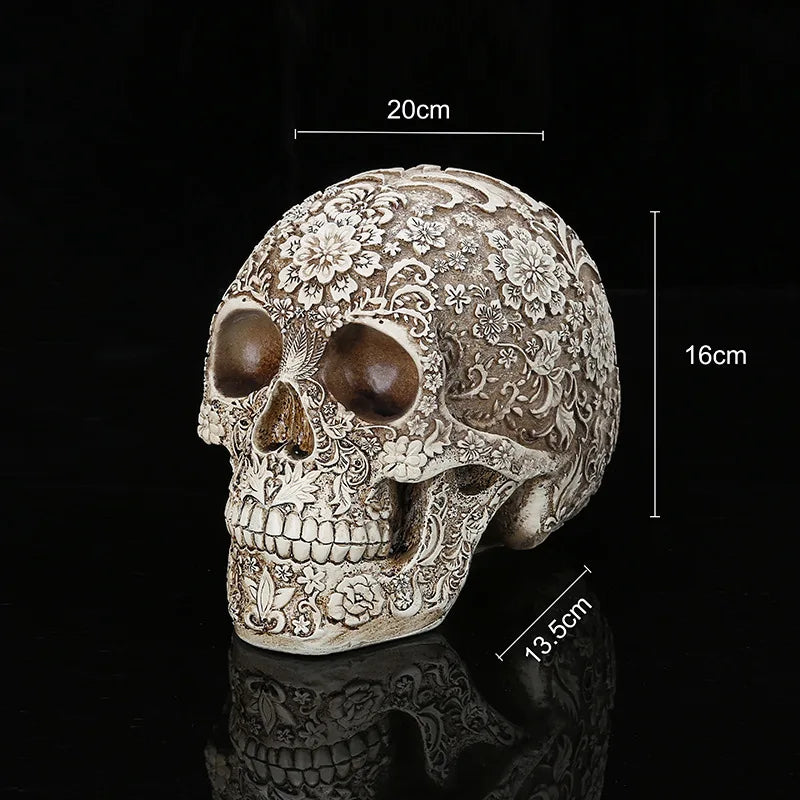 20cm Carved Skull Figurines Halloween Party Decoration White Head Sculpture Ornament