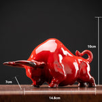 Ceramic Bull Figurines Cattle Ornaments Porcelain Animal Statue Office Desktop Decor