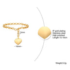 Heart Chain Bracelet Role Link for Women Stainless Steel Gold Color  Love Bangle Valentine Gifts Adjustable 15cm to 19cm