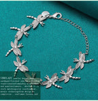 Dragonfly Chain Bracelet 925 Sterling Silver Women Wedding Party Jewellery