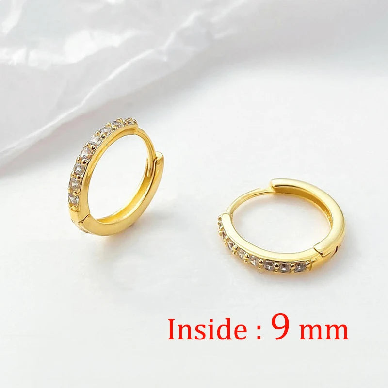 2PCS Stainless Steel Minimal Hoop Earrings Zirconia Small Huggie Thin