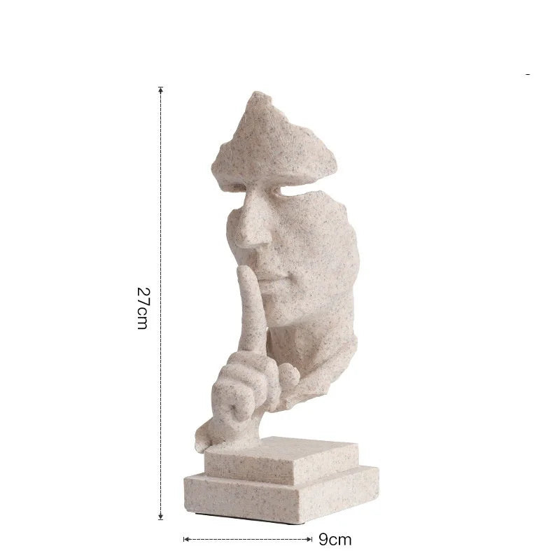 27cm Resin Silence is Golden Mask Statue Abstract Art Ornament Office Decoration