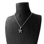 Black Petals Flower Necklace 925 Sterling Silver Romantic Fine Jewellery