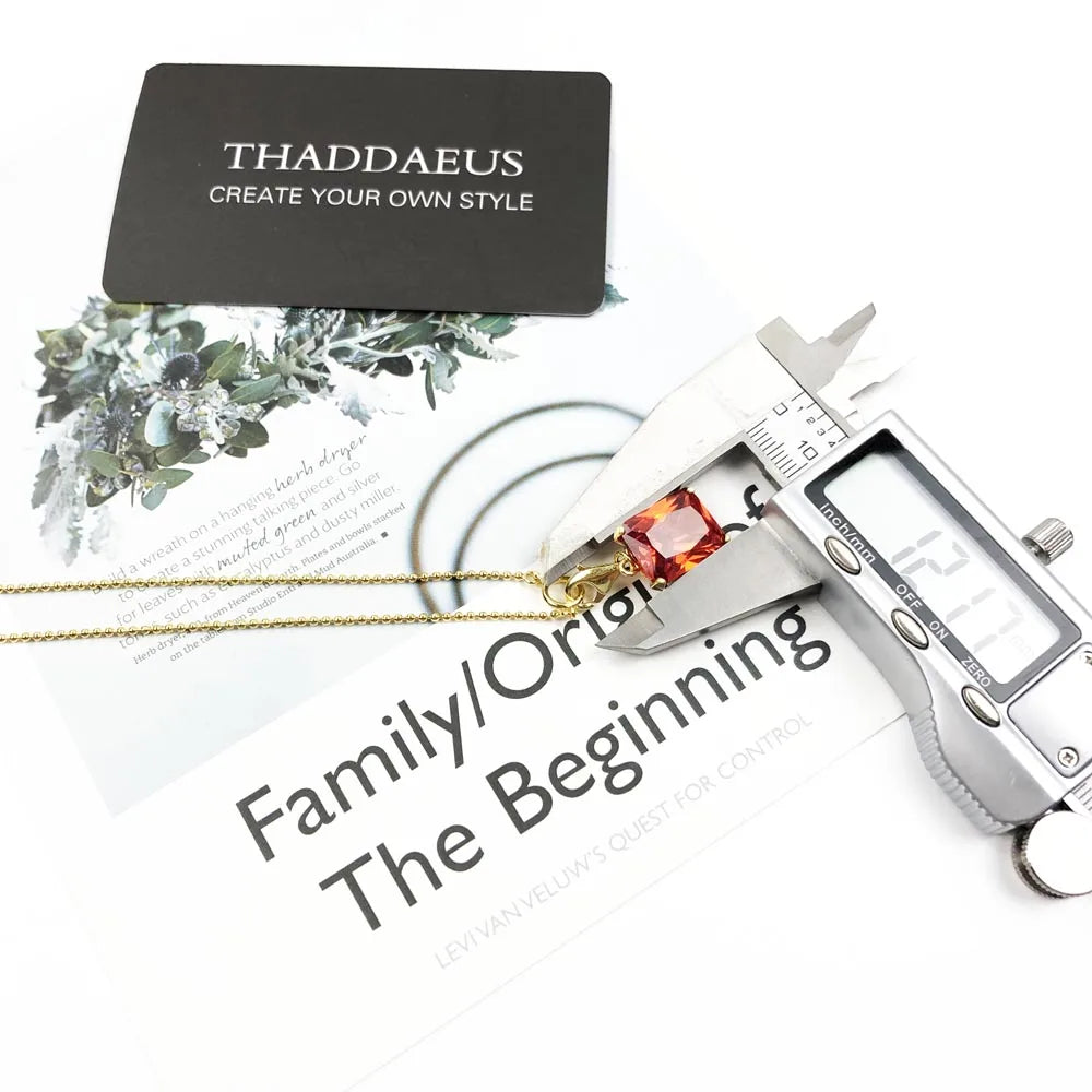 Square Stone Charm Necklace 925 Sterling Silver Timeless Fine Jewellery Gift