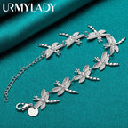 Dragonfly Chain Bracelet 925 Sterling Silver Women Wedding Party Jewellery