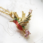Colourful Hummingbird Necklace 925 Sterling Silver Bohemia Jewellery Gift