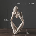 Nordic Abstract Sculpture Thinker Statue Resin Woman Figurine Office Home Decoration