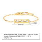 Fashion Cubic Zirconia Bracelet, Stainless Steel Thin Chain Link Bracelets for Women, Minimalist Charm Jewelry