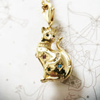 Golden Cat with Star Necklace 925 Sterling Silver Magic Fine Jewellery Gift