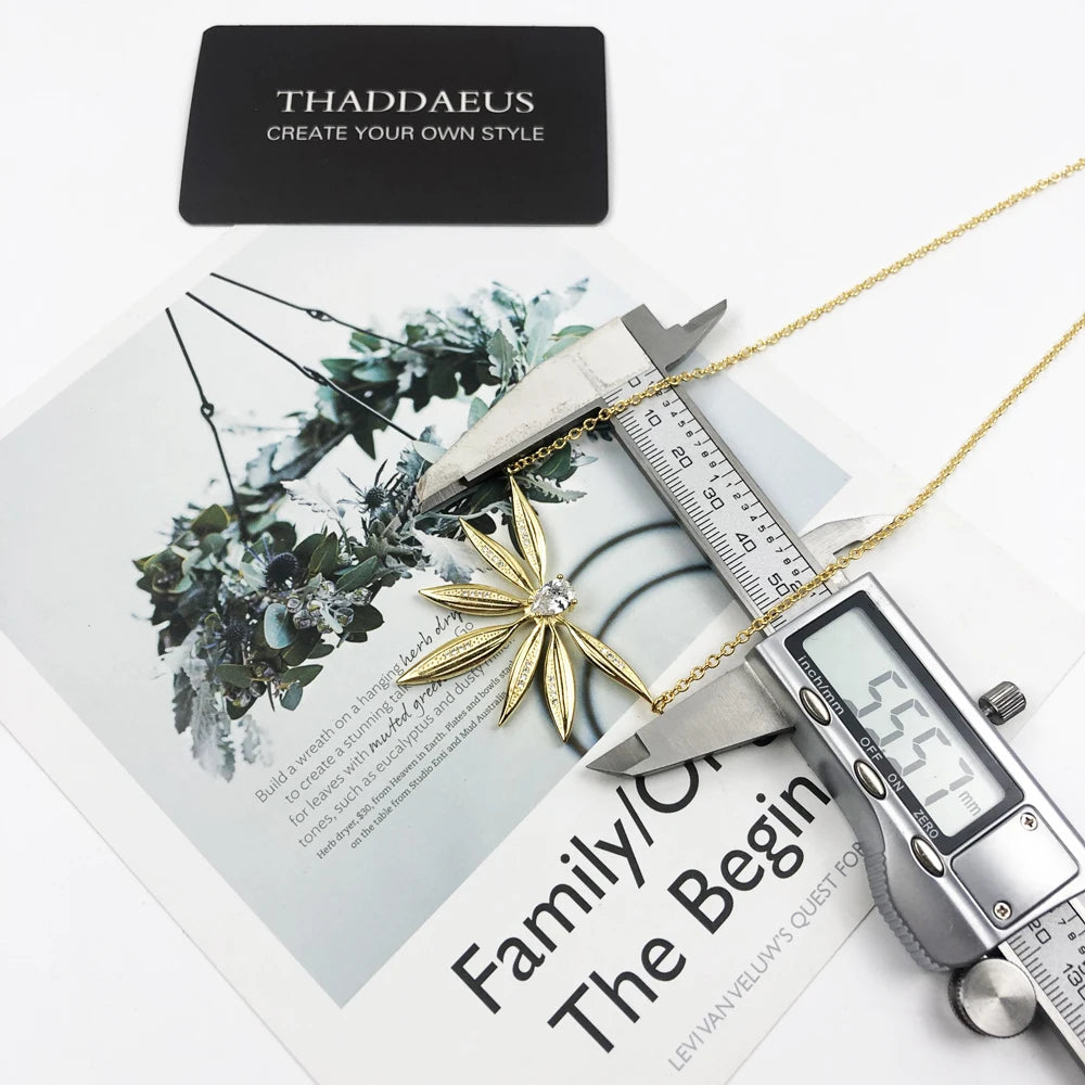 Large Leaves Necklace 925 Sterling Silver Spring Fine Jewellery Women's Gift