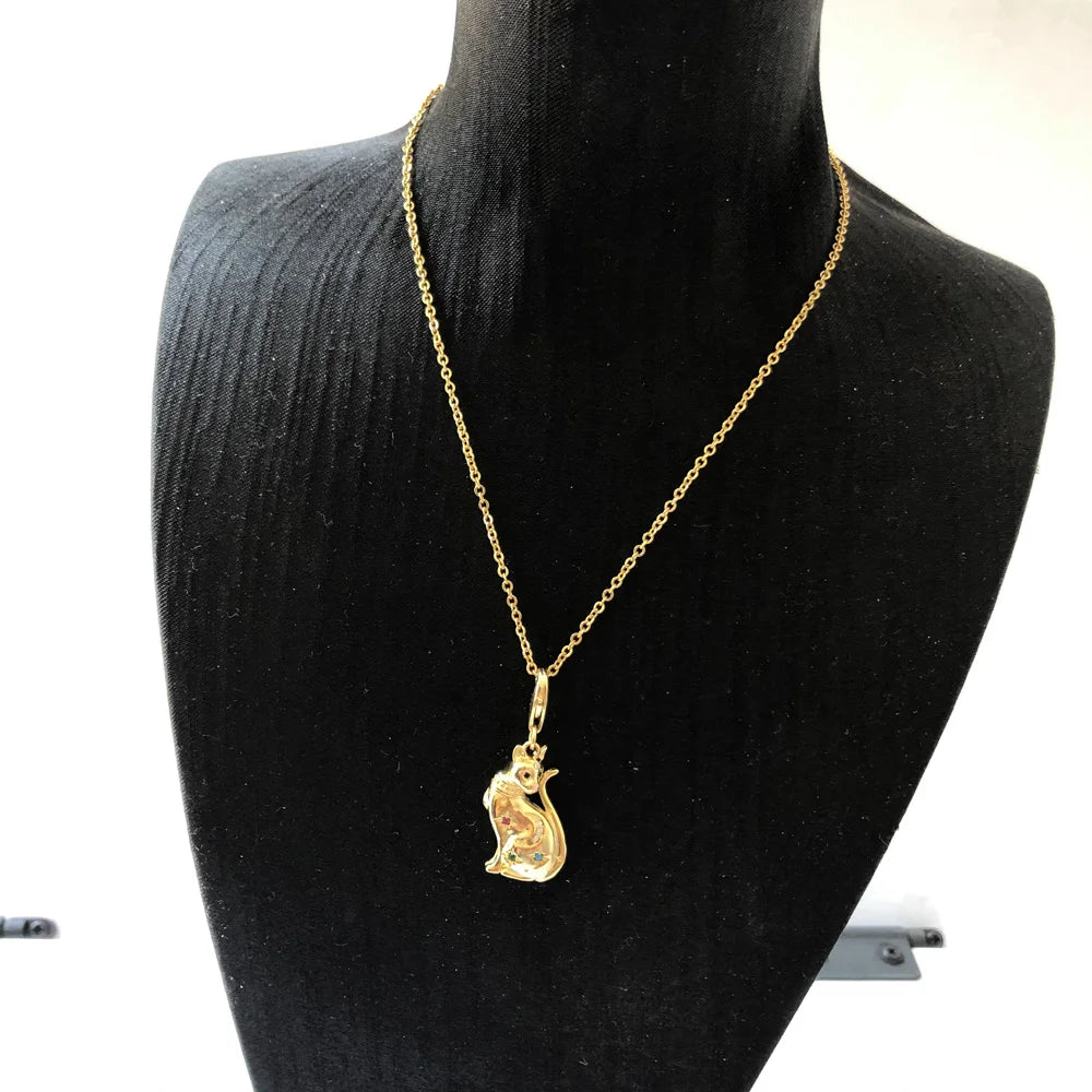 Golden Cat with Star Necklace 925 Sterling Silver Magic Fine Jewellery Gift