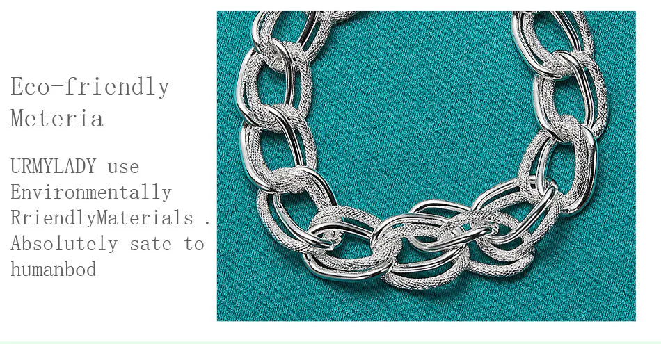 Double Twist Chain Bracelet 925 Sterling Silver Women Wedding Accessories