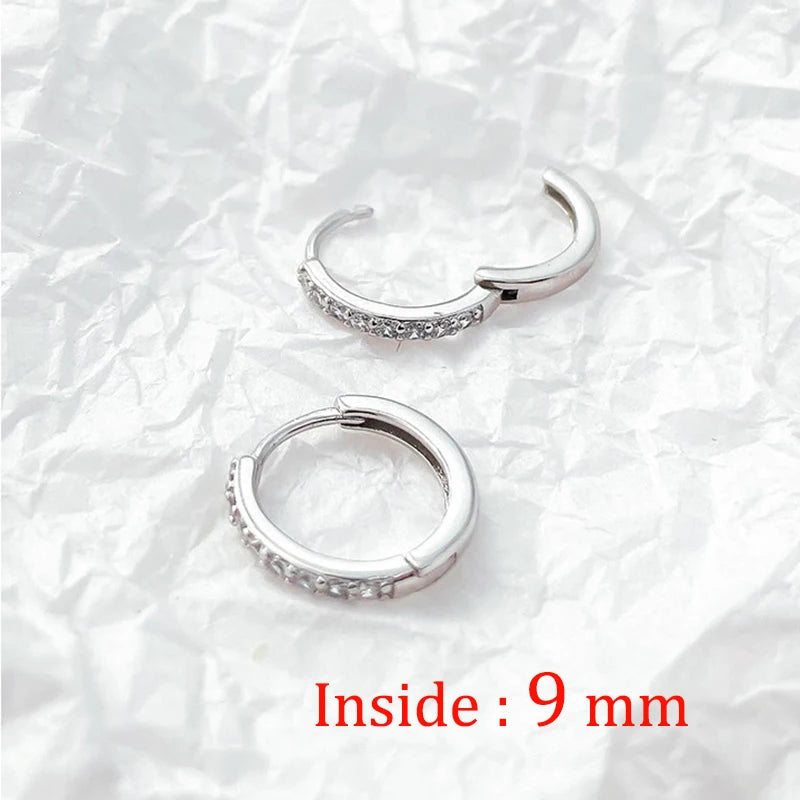 2PCS Stainless Steel Minimal Hoop Earrings Zirconia Small Huggie Thin