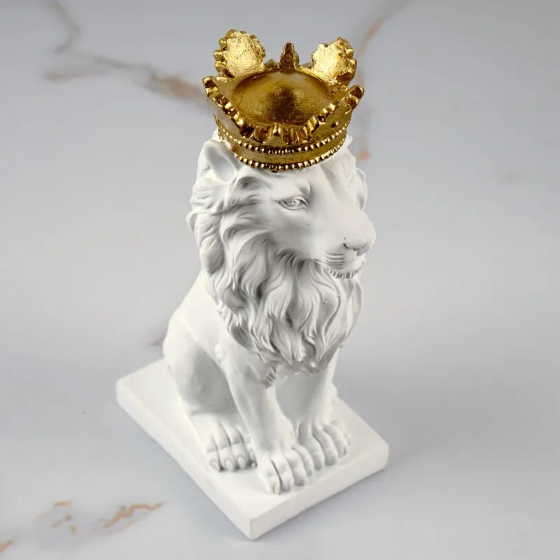 18cm Golden Crown Lion King Statue Nordic Handicraft Office Decoration Art Sculpture