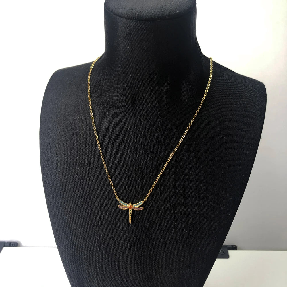 Small Dragonfly Necklace Link Chain 925 Sterling Silver Bohemia Jewellery