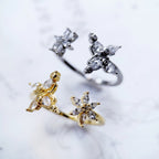 Butterfly with Flower Ring 925 Sterling Silver Romantic Fine Jewellery Women